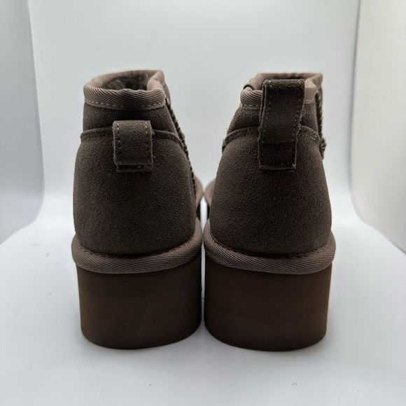 CUSHIONAIRE Women's Genuine Suede pull on platform boot +Memory Foam 8.5 TAUPE - Picture 4 of 7